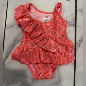 Sol Swim Baby Coral Scallop Swimsuit 6/9M